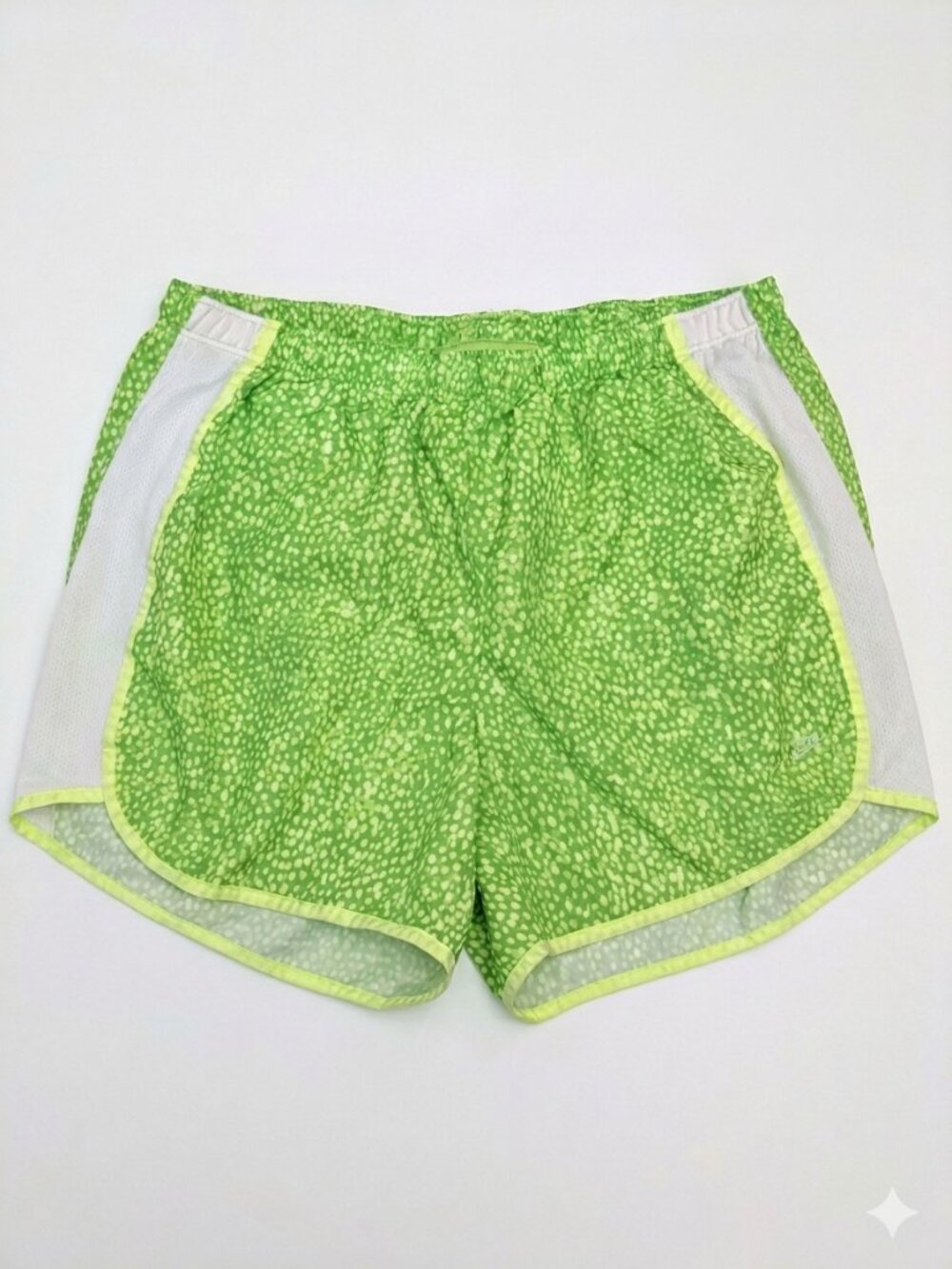 Champion Womens Short Green Speckle Print Neon Lime Athletic Running Y2K Size S